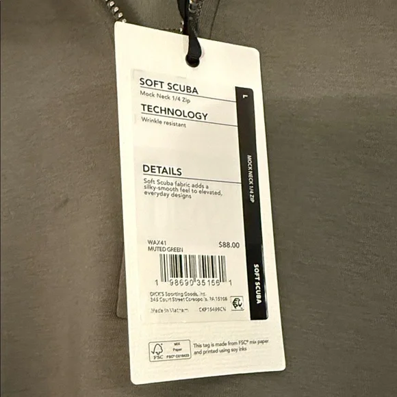 CALIA Women's Soft Scuba Mock Neck 1/4 Zip Muted Green NWT - Picture 3 of 11